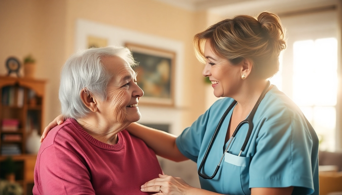 Experienced care from ambulanter pflegedienst Castrop Rauxel, showcasing a nurse helping an elderly client in a home environment.