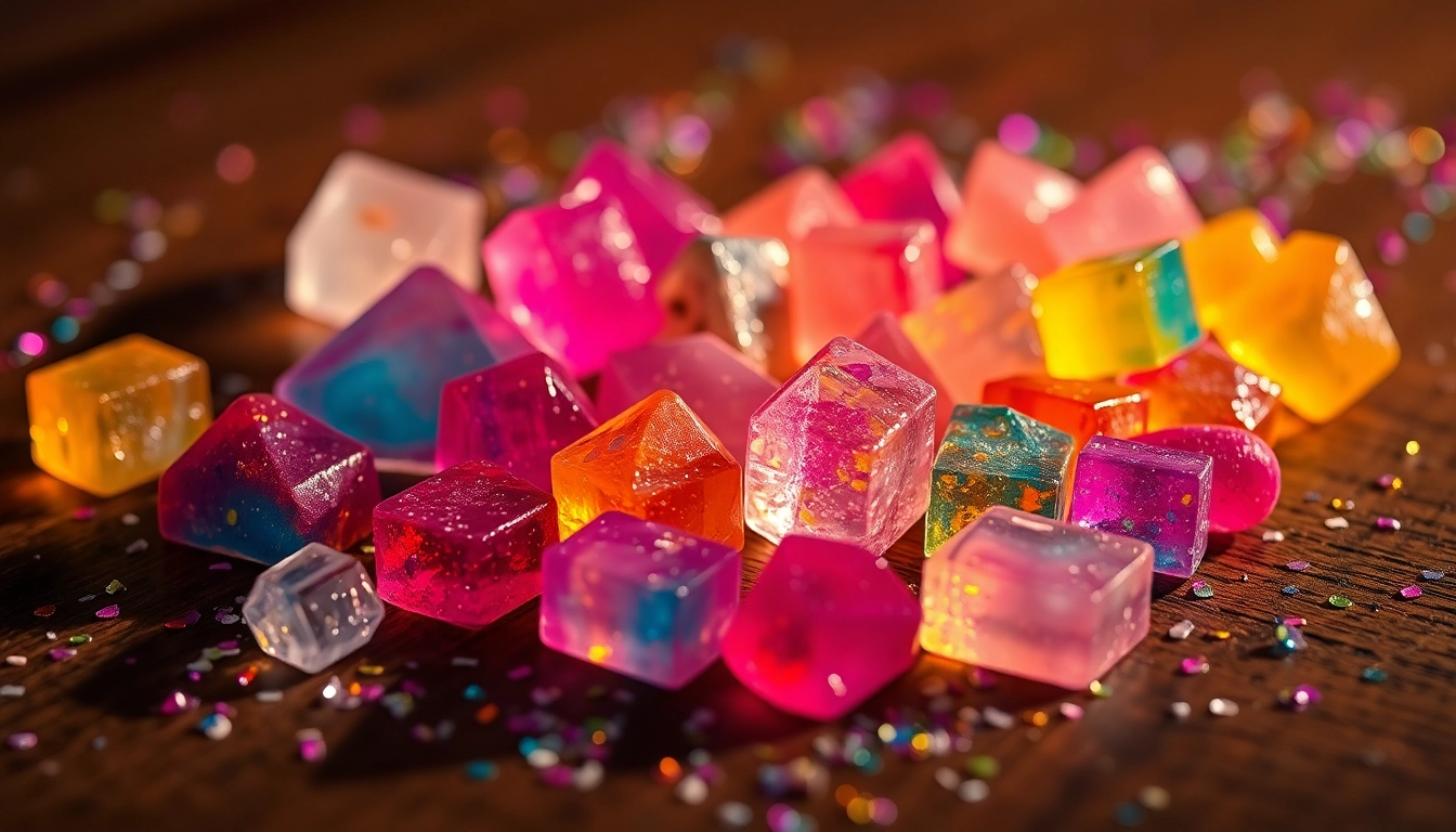 Experience the delightful allure of crystal candy with shimmering edible gems arranged beautifully.