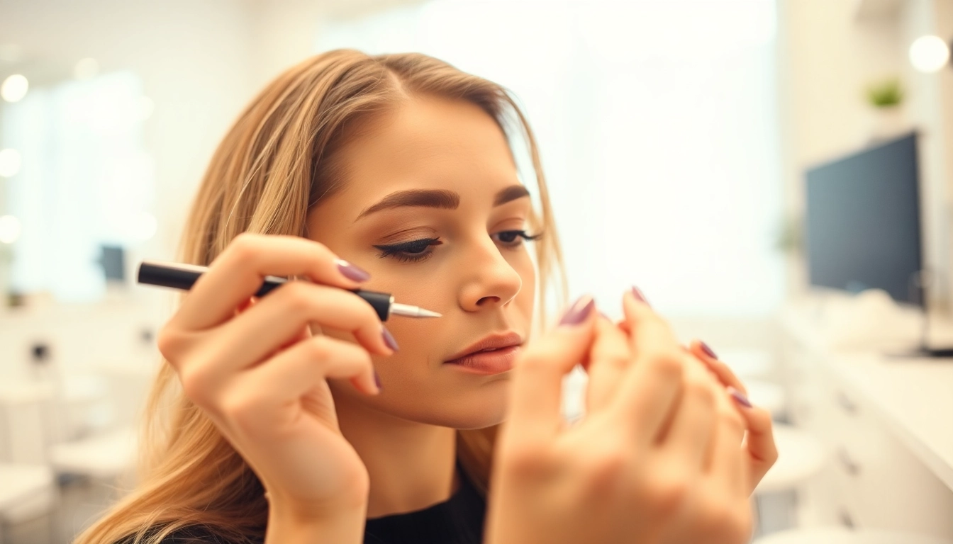 Lash techs skillfully applying individual eyelash extensions for a client in a modern salon setting.