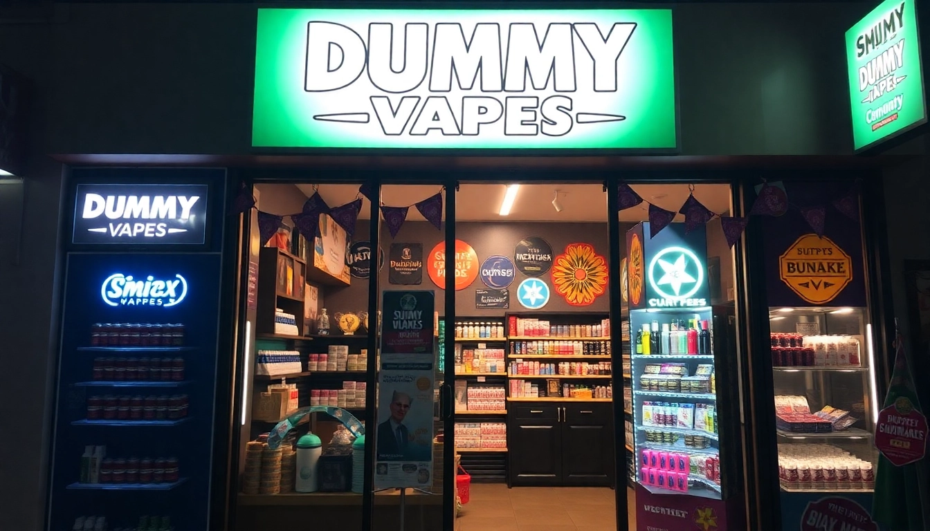 Find dummy vapes near me at this colorful and inviting storefront highlighting various vape products.