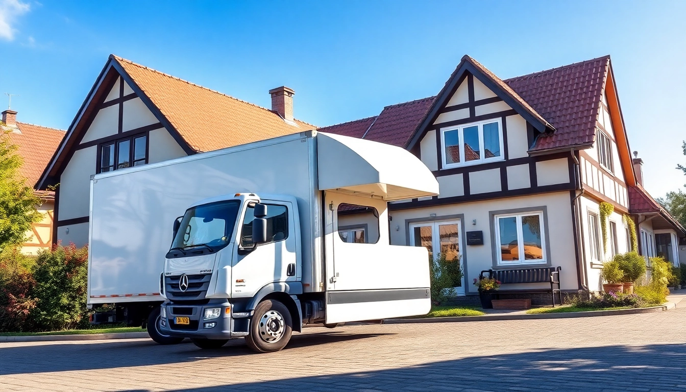 Efficient Umzug Fürth with a professional moving truck in front of a house, showcasing reliable service.