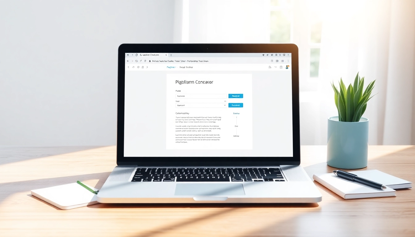 Check your documents with a plagiarism checker using a modern software interface.