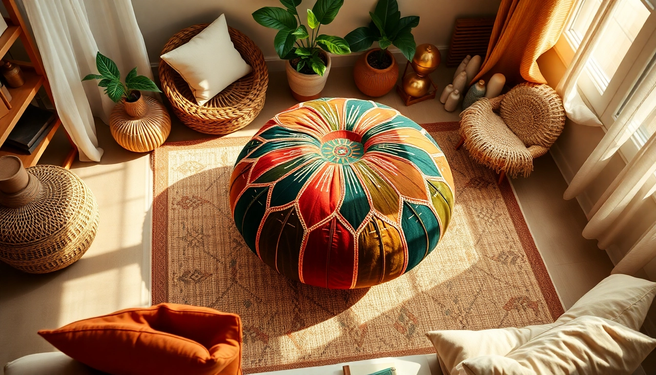 Discover elegant cactus silk poufs from https://labboho.com/collections/cactus-silk-poufs, featuring Moroccan craftsmanship and vibrant designs.
