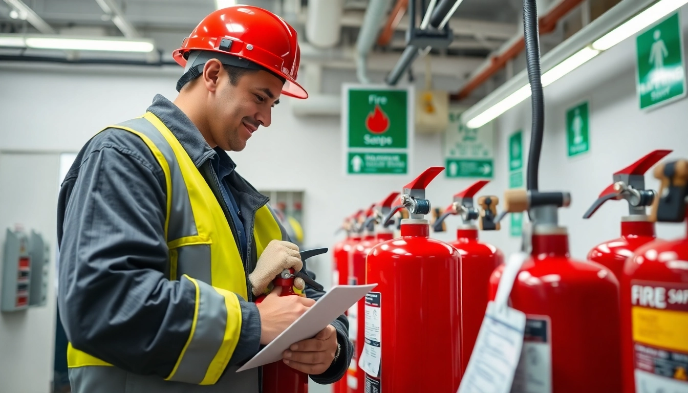 Expert fire extinguisher servicing Lichfield with a technician ensuring equipment safety and compliance.
