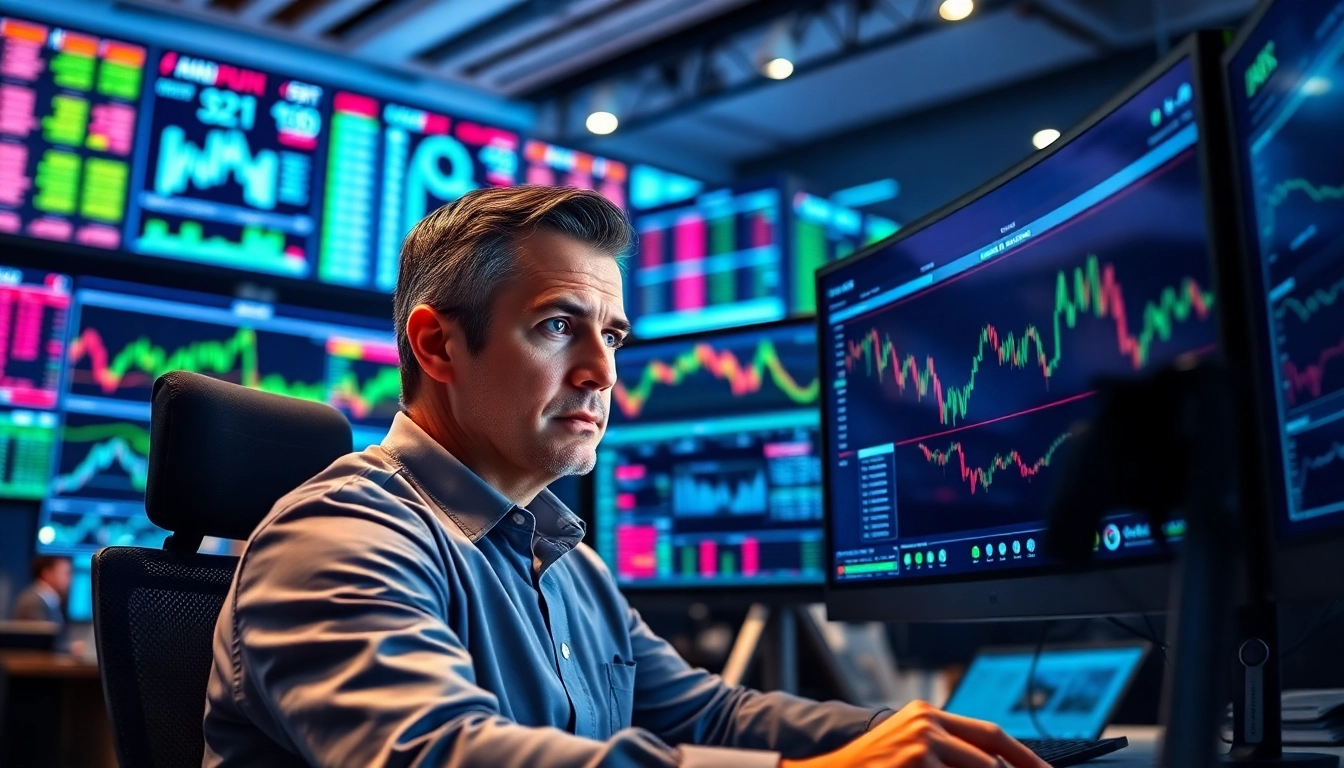 Traders actively engaging with trade futures analysis through advanced software in a modern office setting.