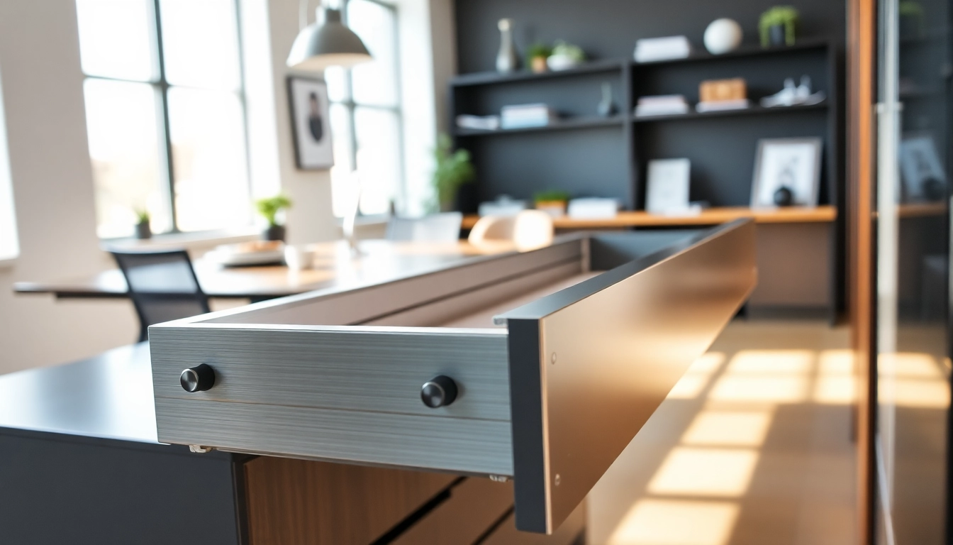 Explore a functional Metal Drawer System in a modern workspace featuring elegant design details.