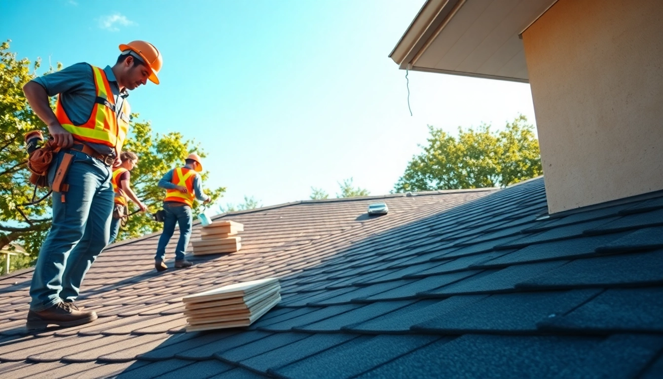 Highlighting the best roofing company in Austin with professional team installing a roof.