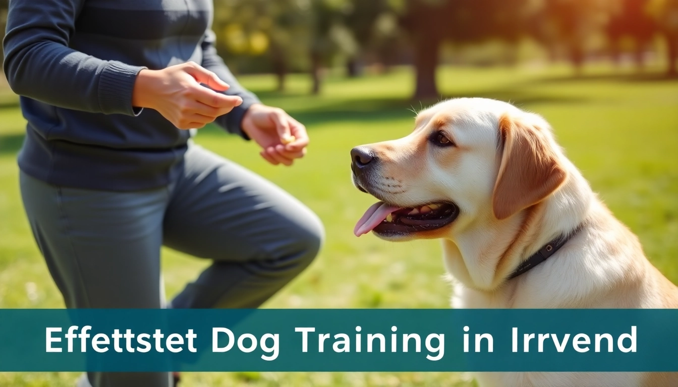 Experience successful Dog Training Irvine with a trainer and Labrador in an outdoor setting.