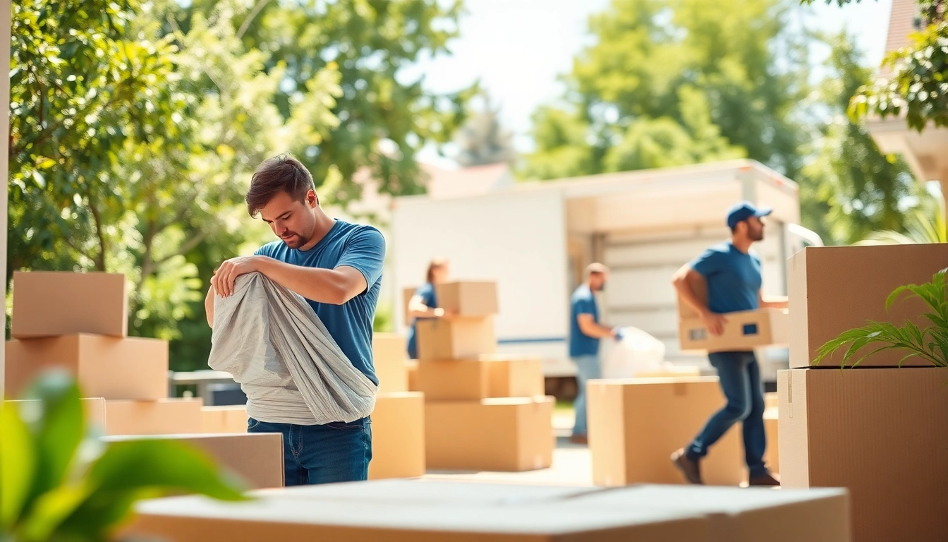 House moves: professional movers efficiently executing skilled packing techniques in a bright residential setting.