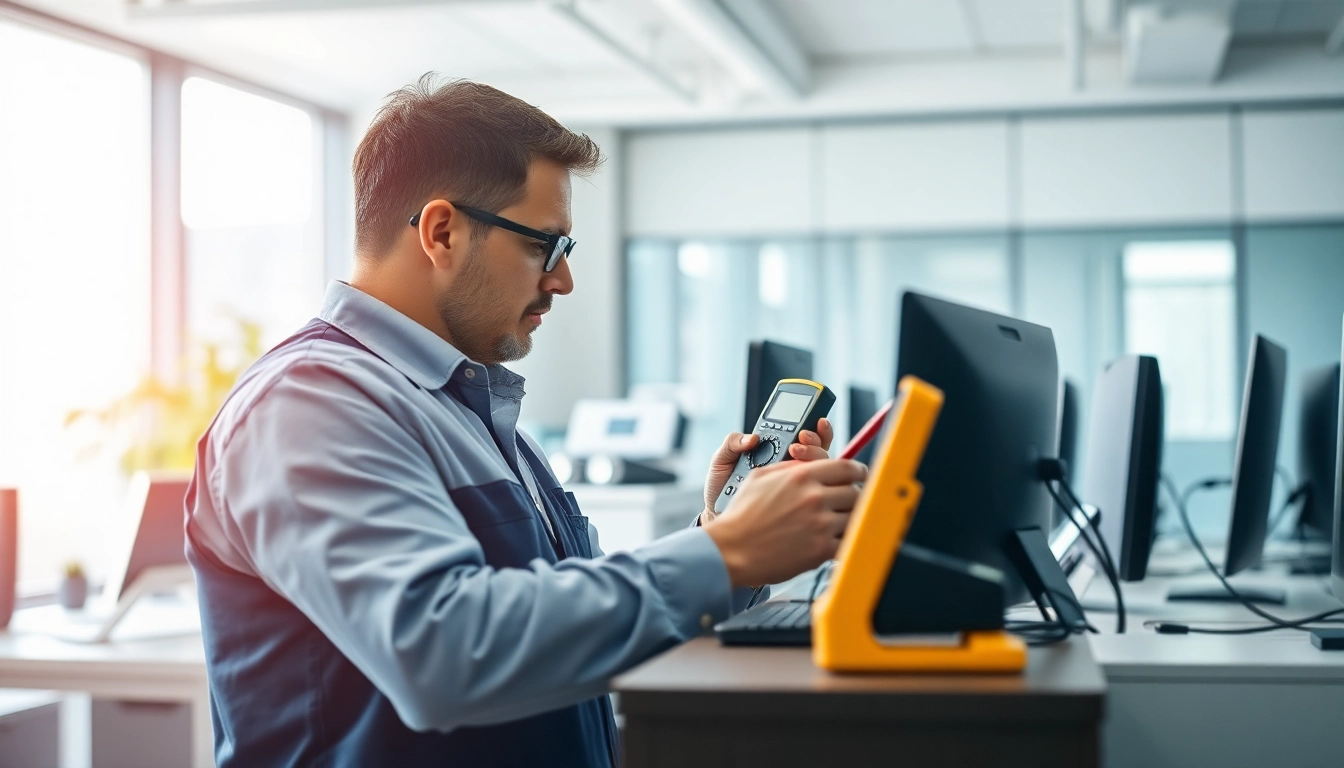 Ensure safety with professional Pat testing Cannock services by experienced engineers in an office.