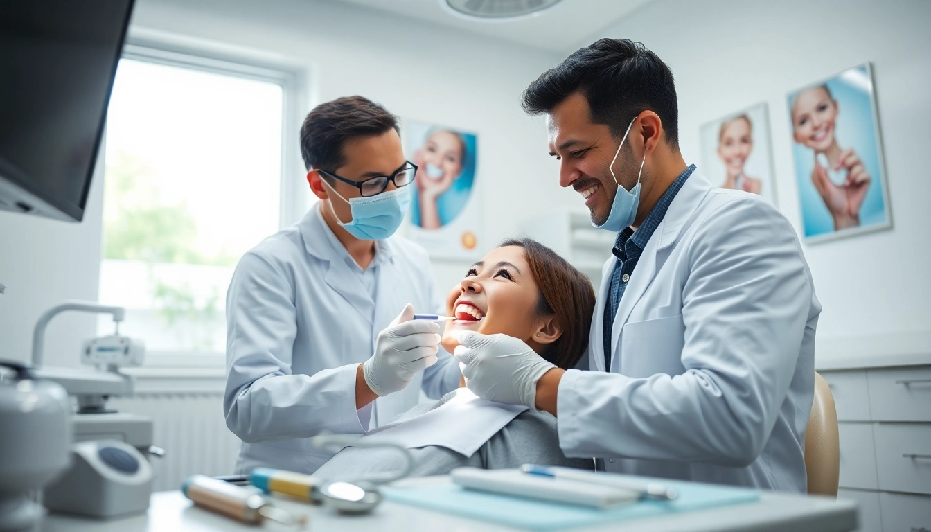 Checkups being conducted by a dentist in a modern dental clinic, showcasing patient care.