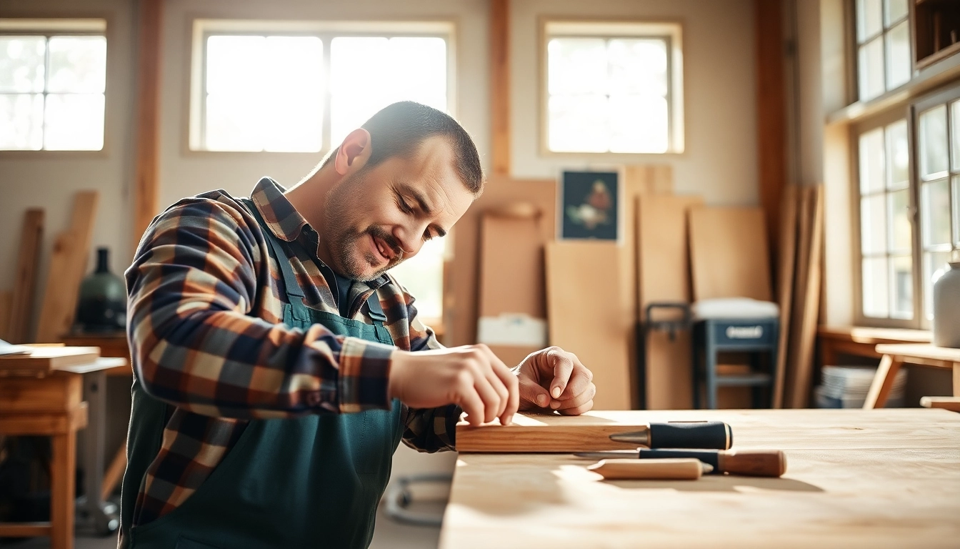 Engaged carpenter demonstrating skills in a workshop, promoting carpentry apprenticeship near me opportunities.