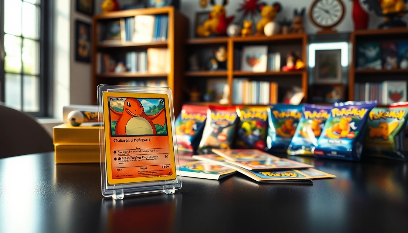 Showcase of real Pokemon cards in India, featuring collectible cards and booster packs on display.