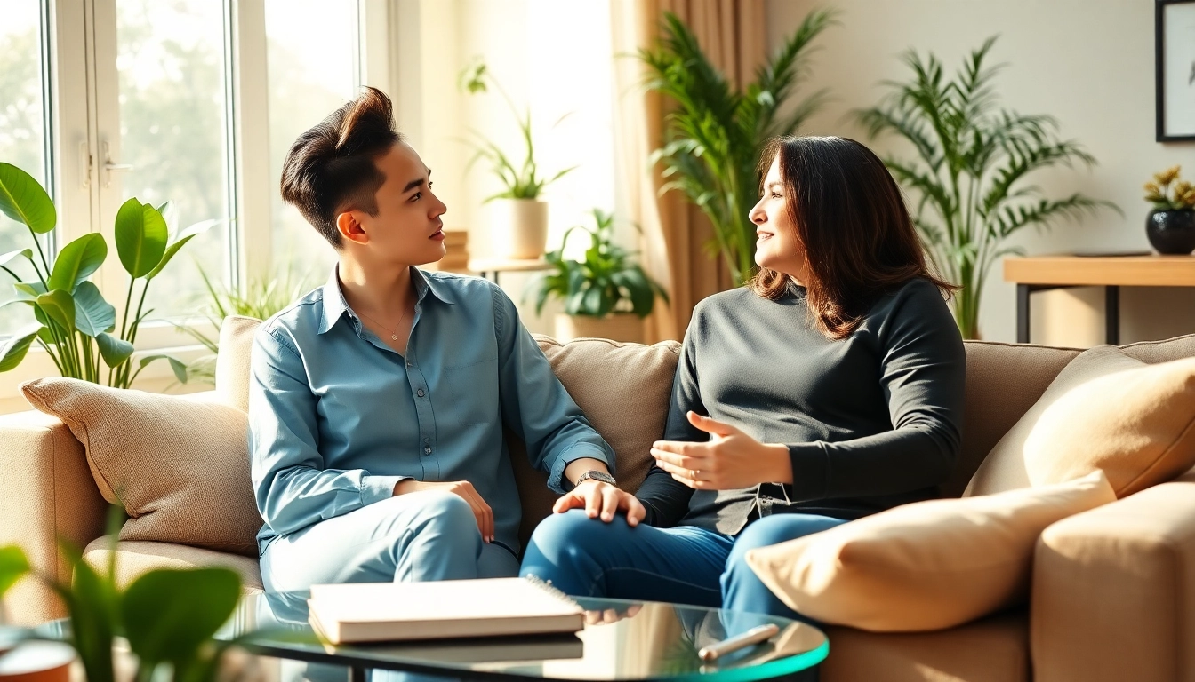 Couple communicating in relationships, demonstrating emotional connection and active listening in a cozy setting.