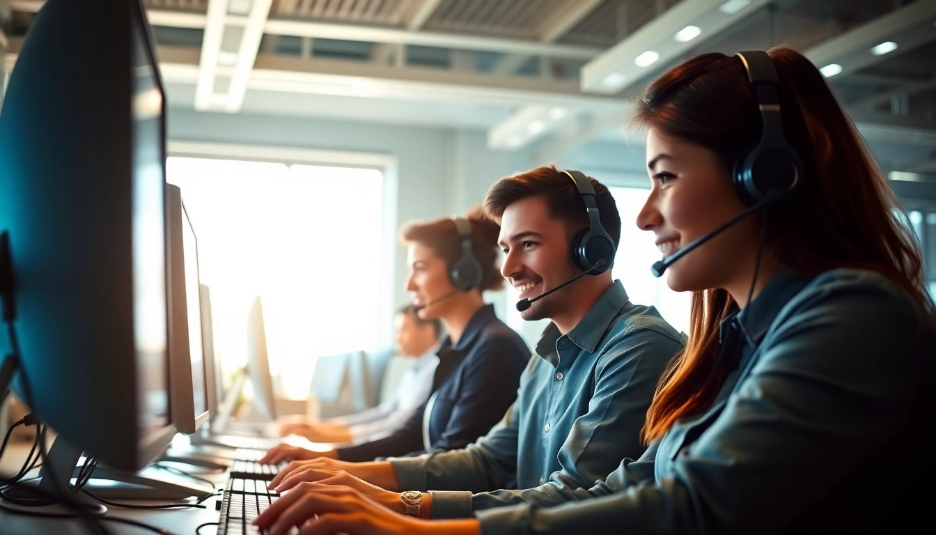 Call center in Tijuana with professional agents collaborating in a modern workspace