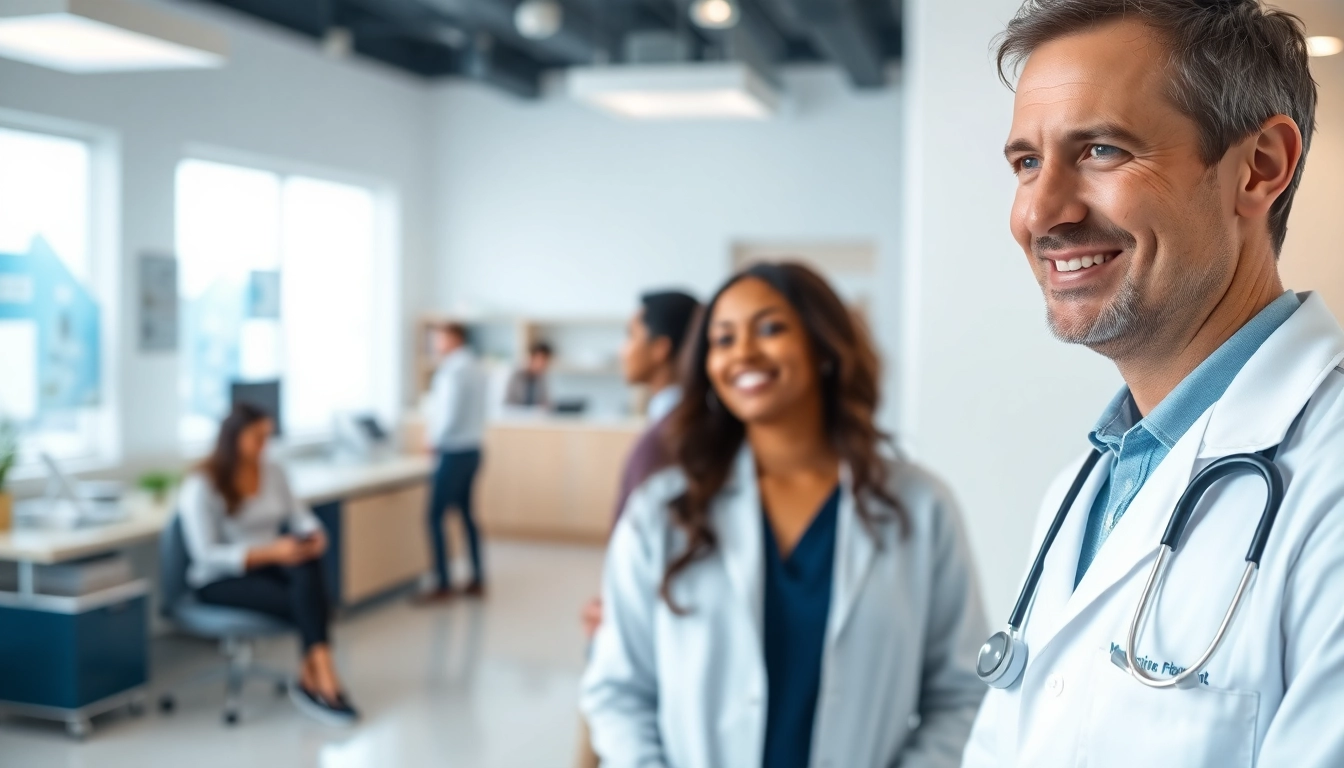 Dr. Parker engaging with a patient in a modern healthcare environment, showcasing warmth and professionalism.