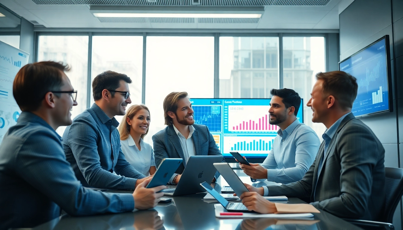 Enhance competitive intelligence for sales with strategic team collaboration in a modern office.
