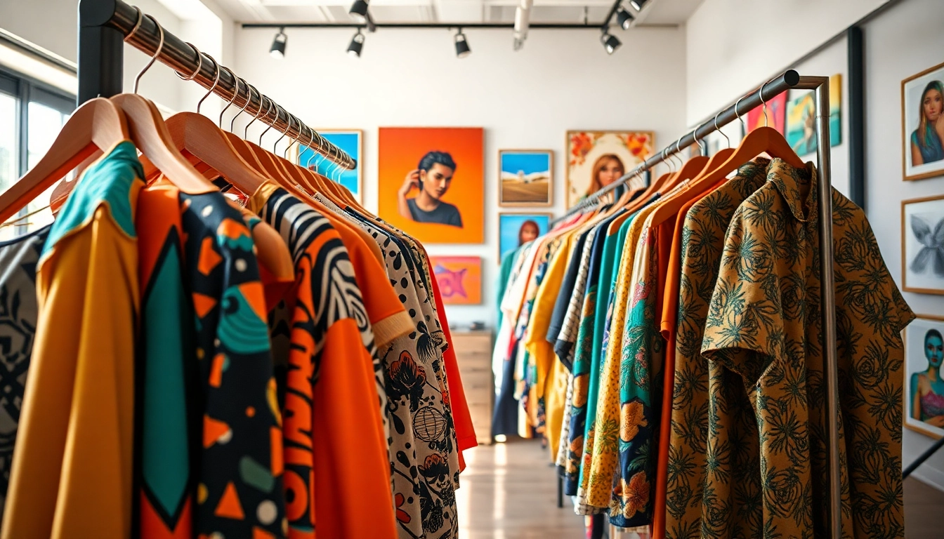 Stylish display of premium art clothing Calgary in a modern boutique showcasing unique designs.