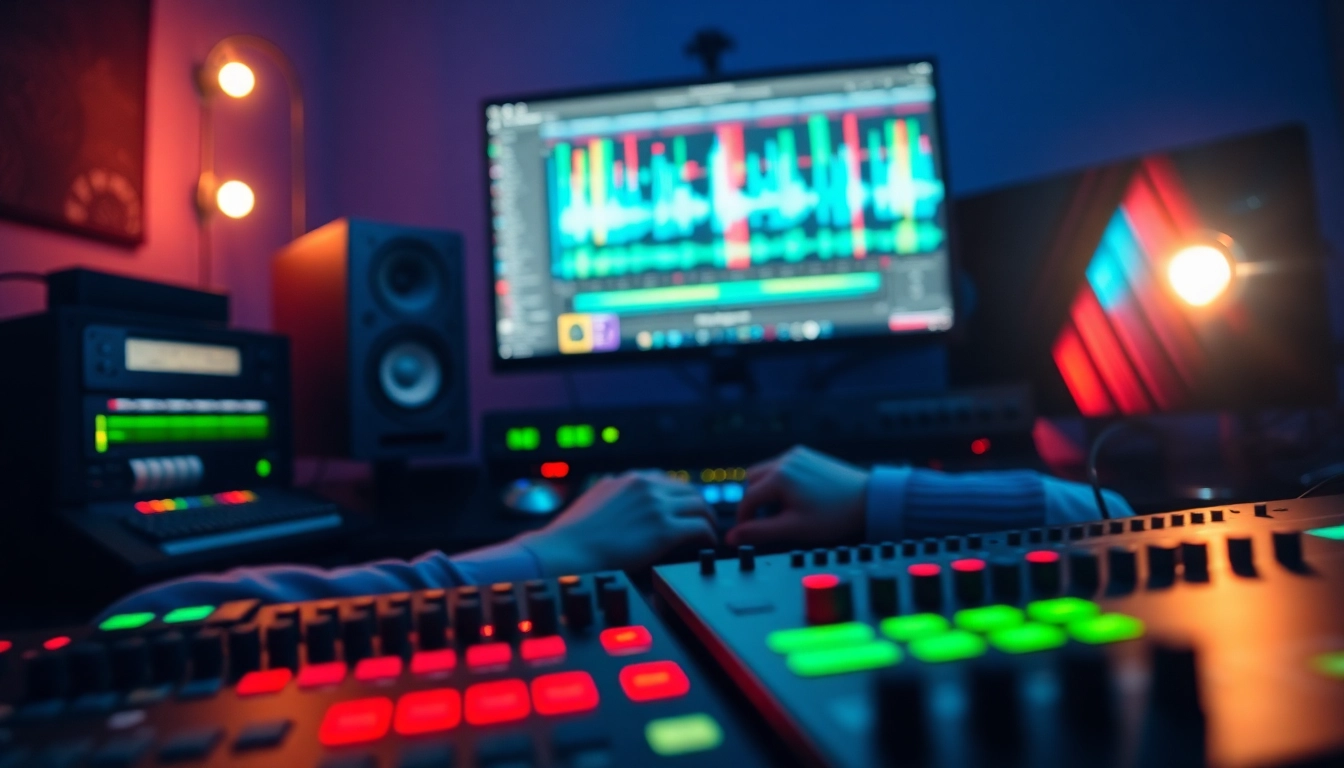 Creating Bass house presets in a professional music studio with vibrant sound design tools.