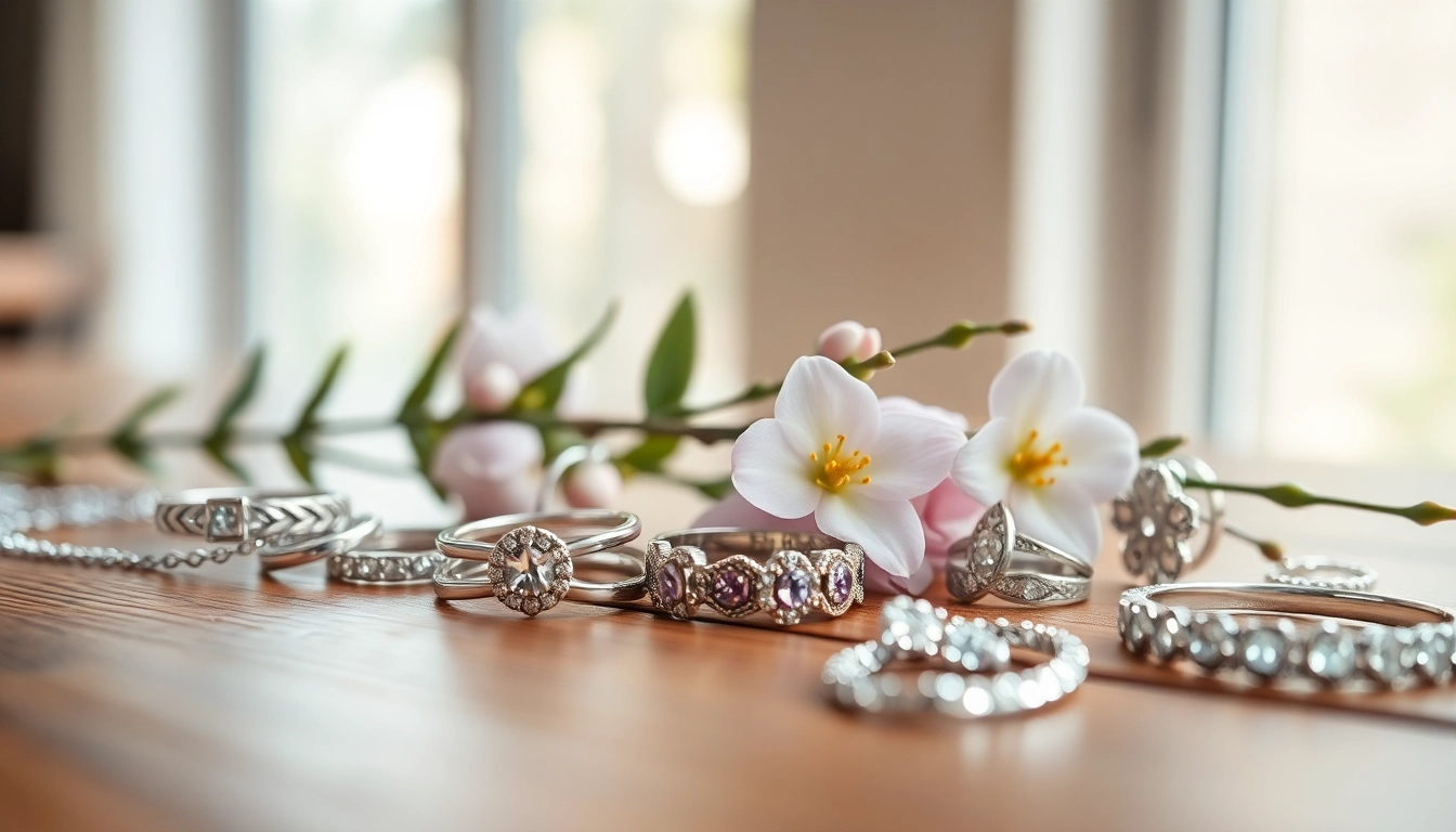 Showcase stunning silver jewelry collection with elegant rings, necklaces, and earrings.