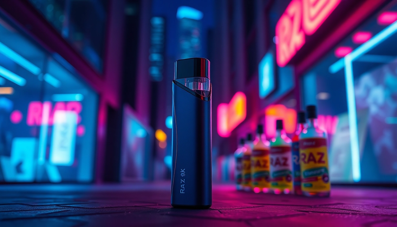 Engaging view of RAZ 9K vape device showcasing its sleek design and vibrant colors.